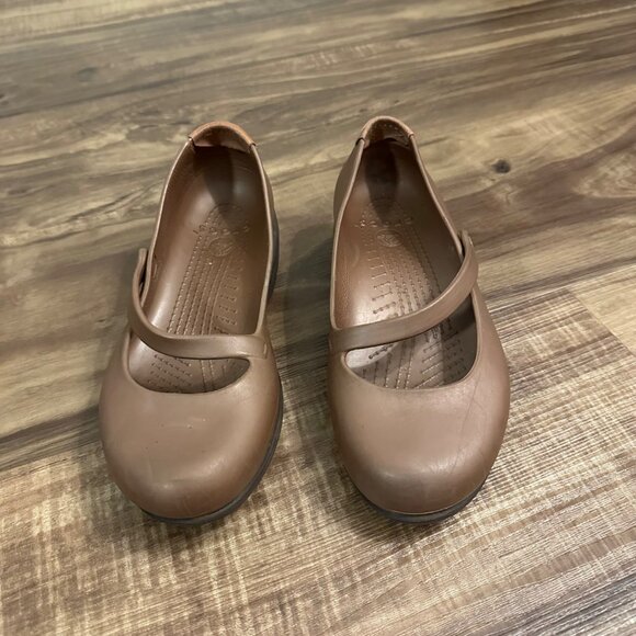 Crocs Silver Fox Mary Jane Brown Sz 9 - Picture 3 of 7